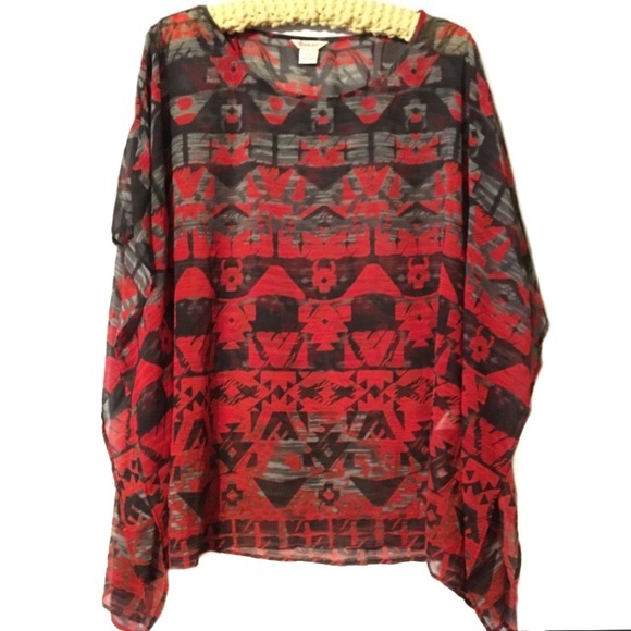 Ariat Tops - Ariat red black blouse batwing sleeve size small